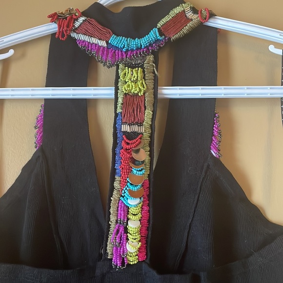 NANETTE LEPORE temptress tunic beaded SzM halter Tback NWT - Picture 3 of 9